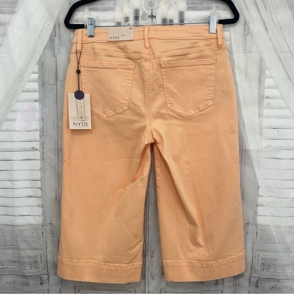 NYDJ Size 8P 8 Petite Melon Orange Crop Capri Denim Jeans Mid Rise 17.5" Inseam - Picture 7 of 11